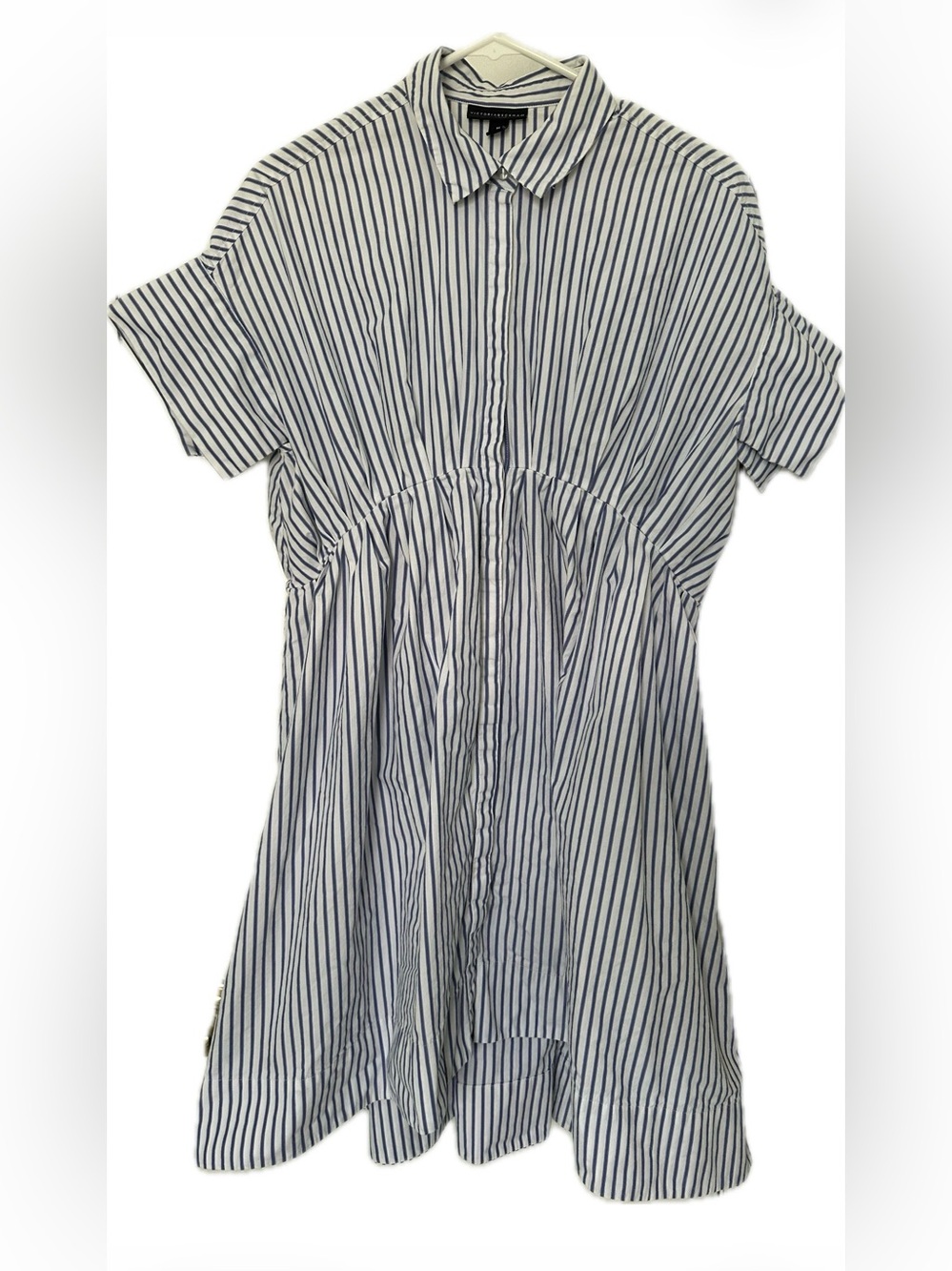 Victoria Beckham for Target, Blue Stripe Poplin Gathered Waist Dress - EUC - Picture 4 of 6